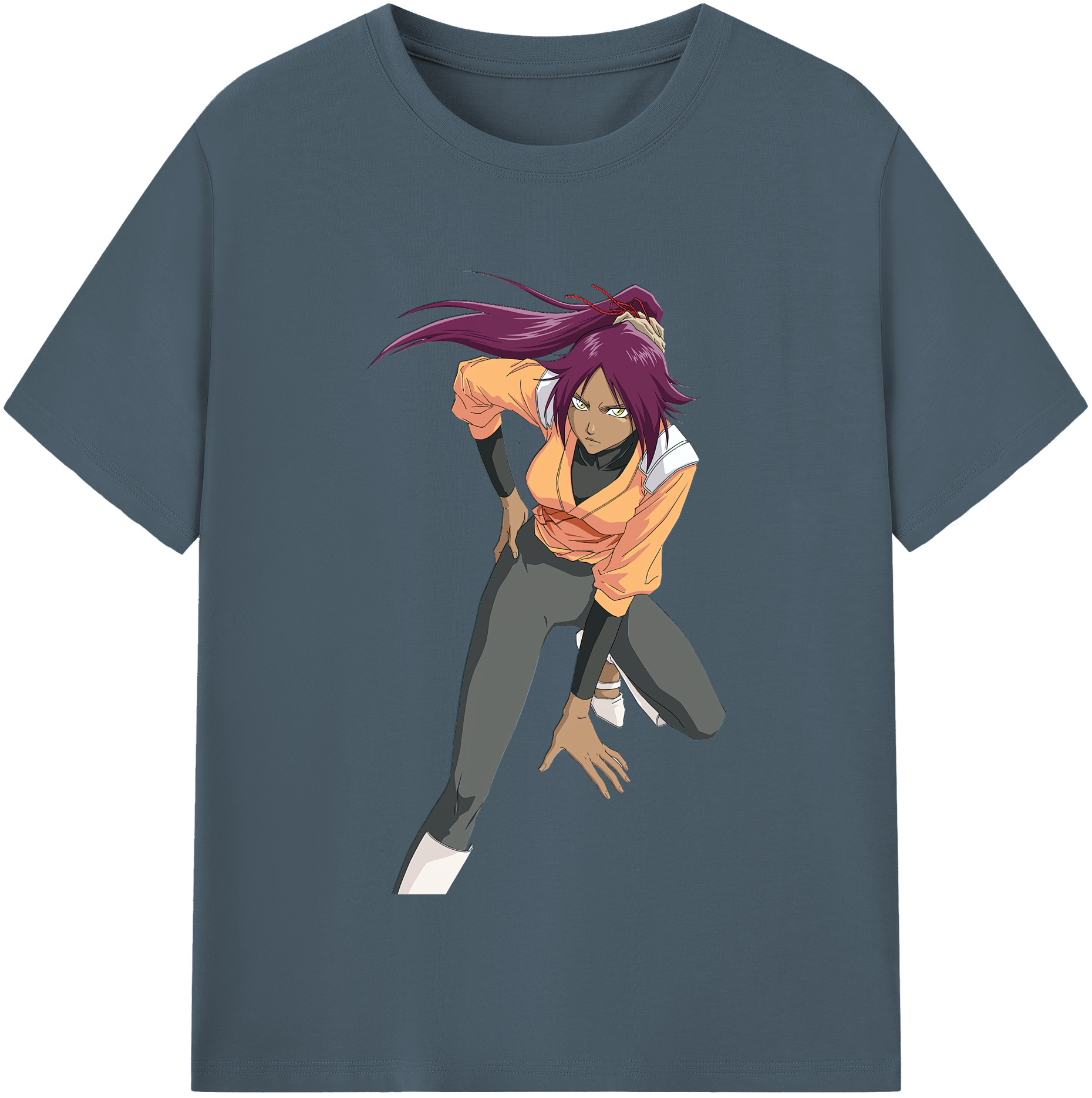 （画像用） ブリーチ 四楓院 夜一（しほういん よるいち） BLEACH Shihouin Yoruichi 綿100％半袖Tシャツ（フロントプリント）